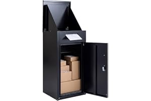 Goplus Package Delivery Boexes for Outside, 18" x 17.5" x 34" Galvanized Steel Parcel Drop Boxes with Lock, Anti-Theft Design