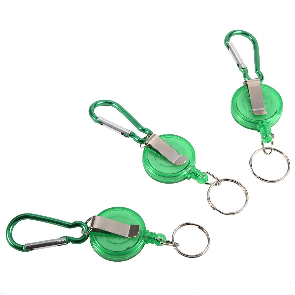 RiToEasysports Pack of 3 Retractable Key Chain,Telescopic Key Chain for ID Card Key Keychain Badge Holder(green) Fishing Rods And Accessories Fishing Rod And Its Accessories
