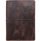 newestor Travelers Notebook Cover with Inner Pockets, Card Slots and Pen Holder, A5 Size, Dark Brown
