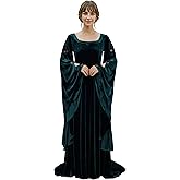 daizbella Renaissance Dress Women Retro Velvet Gown Vintage Medieval Costume Historical Celtic Dress with Wide Sleeves