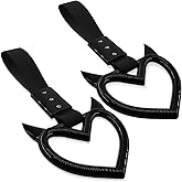 Lyxheth 2PCS Heart shaped Car Handle Straps, Heart Car Accessories, Ring Hearts Shaped Cars Hand Strap Drift Charm, Universal Handle Keychains Accessory Suitable for Cars Bus (Black+balck)