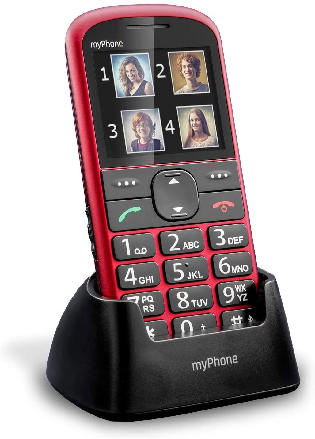 Mobile Phone for Elderly People, myPhone Halo 2 Red, Unlocked Senior Big Button Mobile Phone with Charging Dock, SOS Function, Camera, Large 2,2 inch Color Display, Easy-to-Use, Bluetooth and Torch