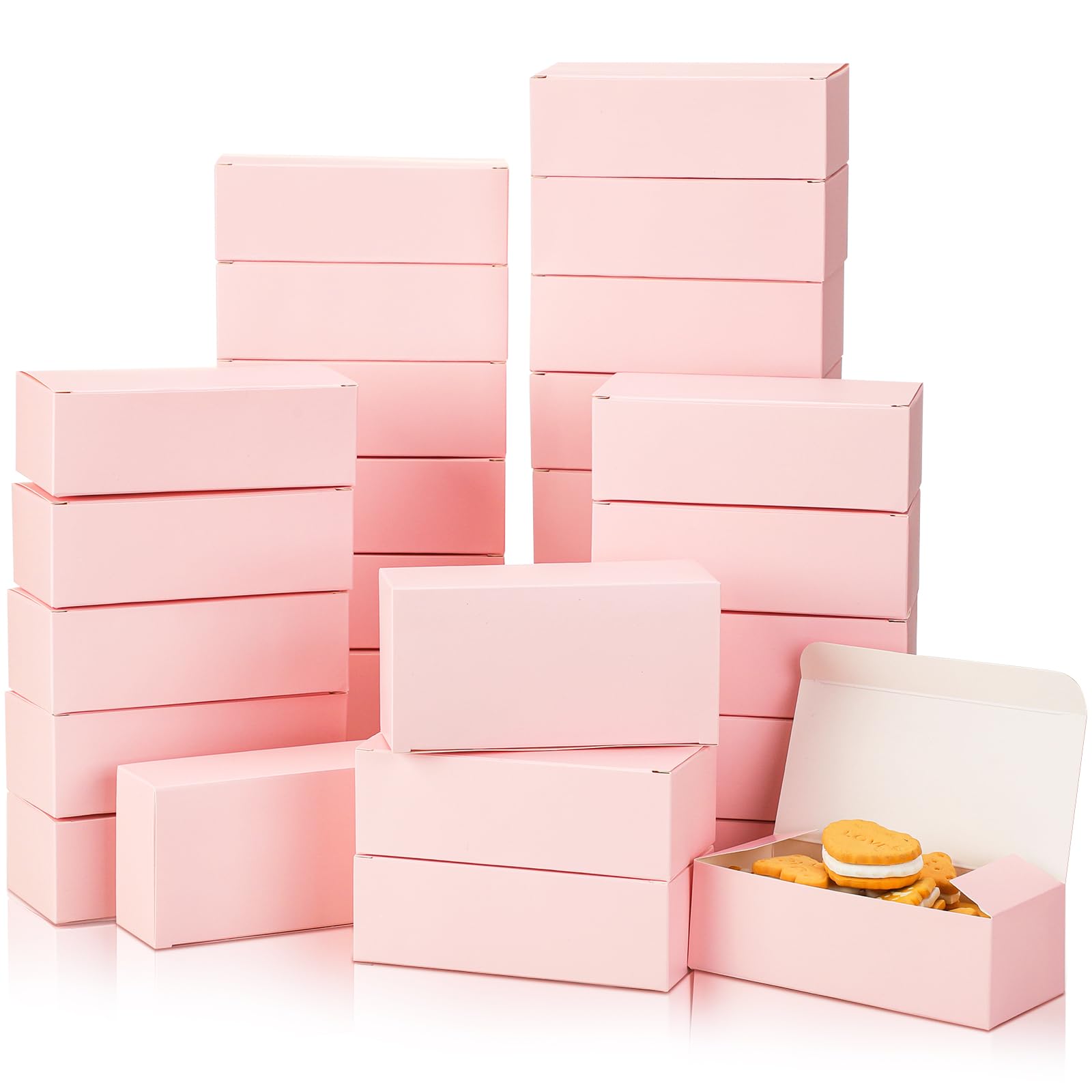 Photo 1 of FillTouch 36 Pcs Pink Cookie Boxes Small Bakery Biscuit Boxes for Dessert Cake Donuts Pie Candy(6 x 3 x 1.8 Inch,Pink)
