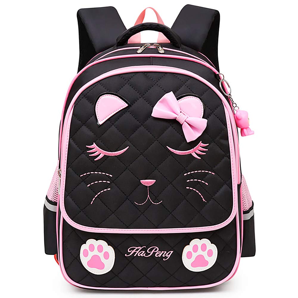 Cat School Backpack for 512 Year Old Girls, Cute Elementary School