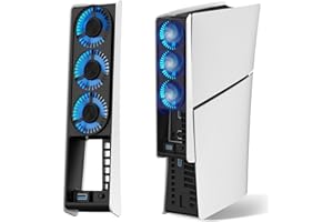 JUSPRO Cooling Fan for PS5 Slim, Upgraded Quiet Cooler Fan with LED Light for Playstation 5 Slim Console/Digital & Discs Edit