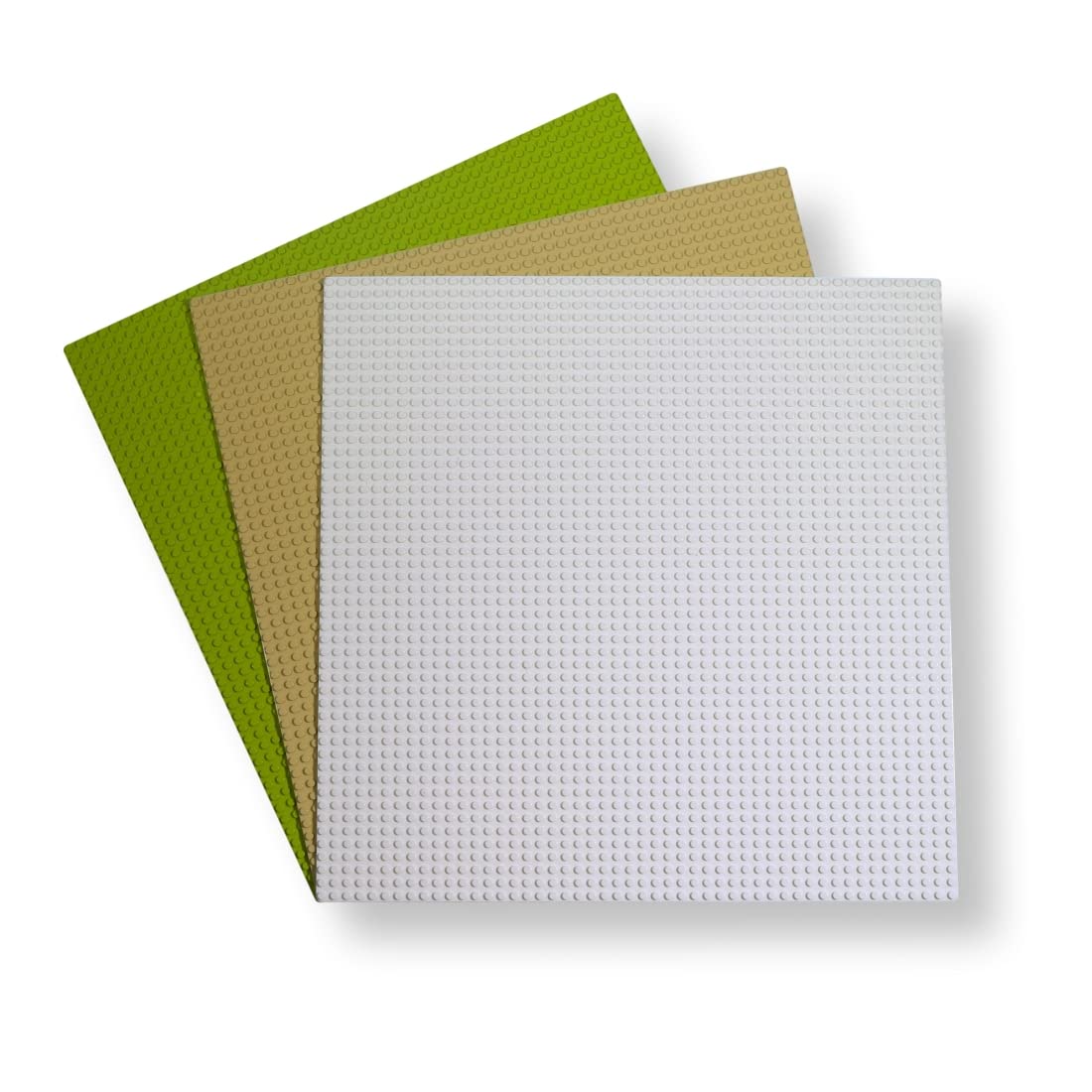 WANGE Classic base plate for building blocks. Compatible with all major brands. 3 plates of 40 x 40 cm, 50 x 50 points. Light Colours