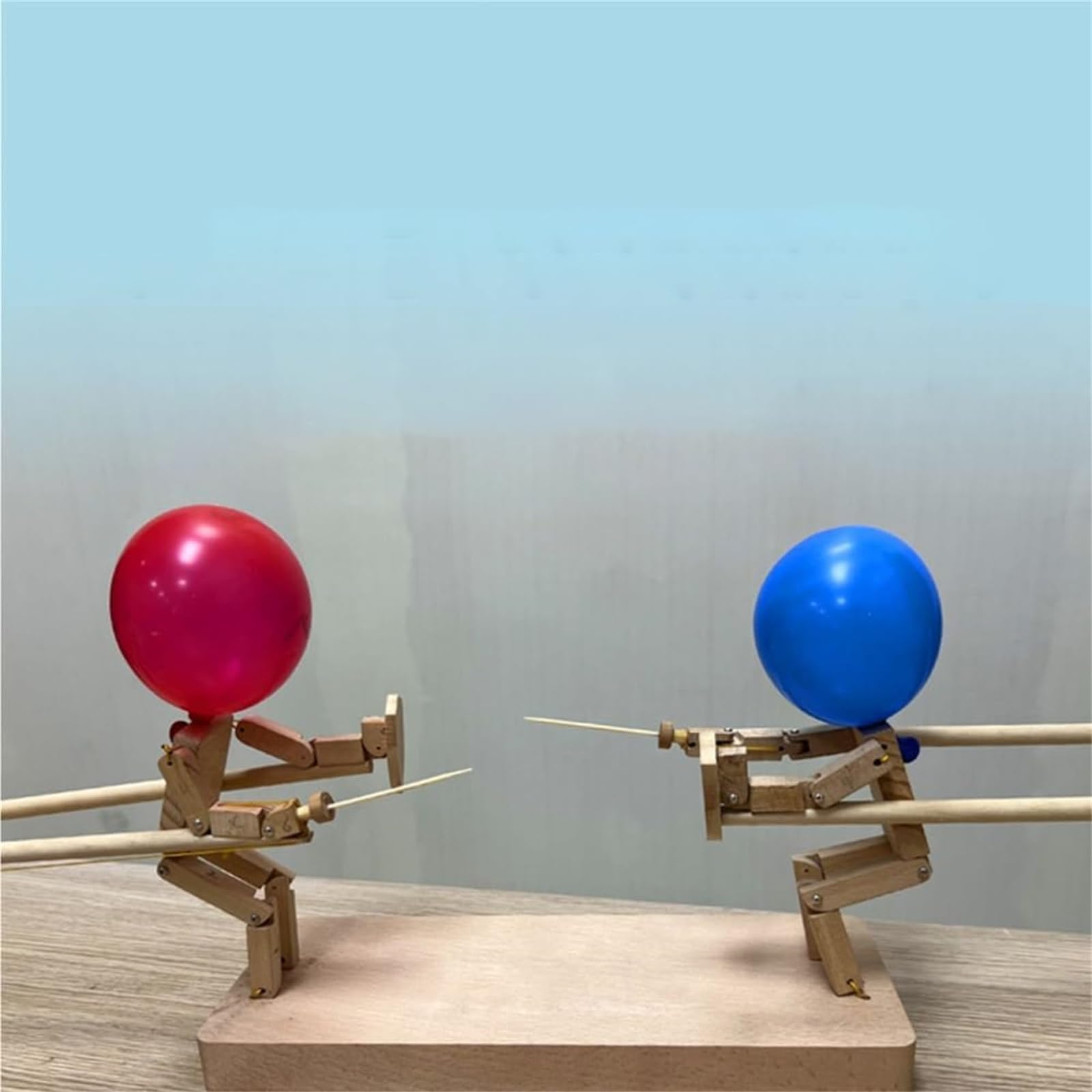 Balloon Bamboo Man Battle, 2024 New Handmade Wooden Fencing Puppets, FastPaced Balloon Fight