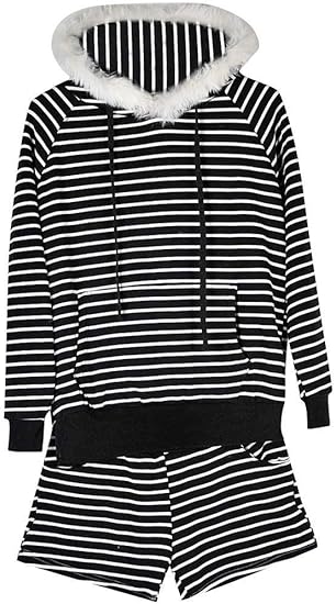 Amazon クローバーデポ ルームウェア スウェット 上下 パーカー 裏起毛 裏ファー セットアップ ショートパンツ 長袖 レディース トレーナー 厚手 裏ベロア 女の子 6045 ブラック パジャマ ルームウェアセット 通販