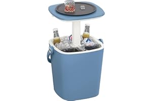 LHBGO Ice Cooler Portable Picnic Cooler Table 15 Liter Ice Buckets Go Bar, Cooler Table with Lift Top Lid, Beer and Wine Cooler with Handle, Pop Up Outdoor Table - Perfect for Your Patio, Picnic