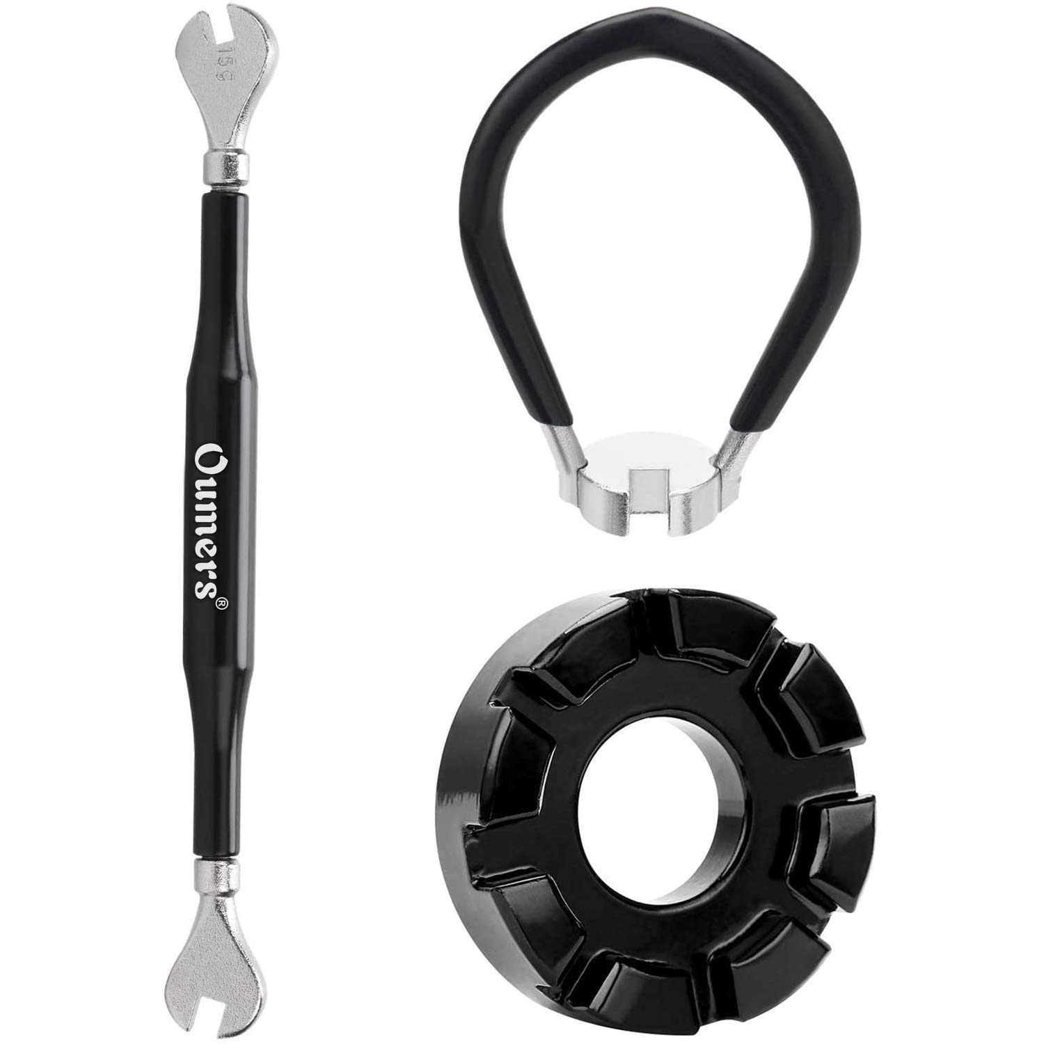 Oumers 3 Pack of Bike Spoke Wrench Kit, Forged Steel Bike Rim Correct Tool Bicycle Spoke Tool-Black