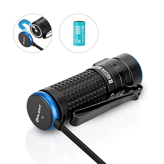 OLIGHT S1R Baton II Wiederaufladbare EDC-Taschenlampe 1000 Lumen Umfang von 145 Metern, Ladegerät MCC II Effizient, Turbo-Str