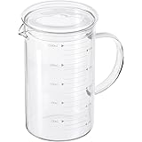 PATIKIL 1000ml Glass Measuring Cup, 3.3 Borosilicate Glass Graduated White Printed Scale Liquid Measure Cups Beaker with Glas