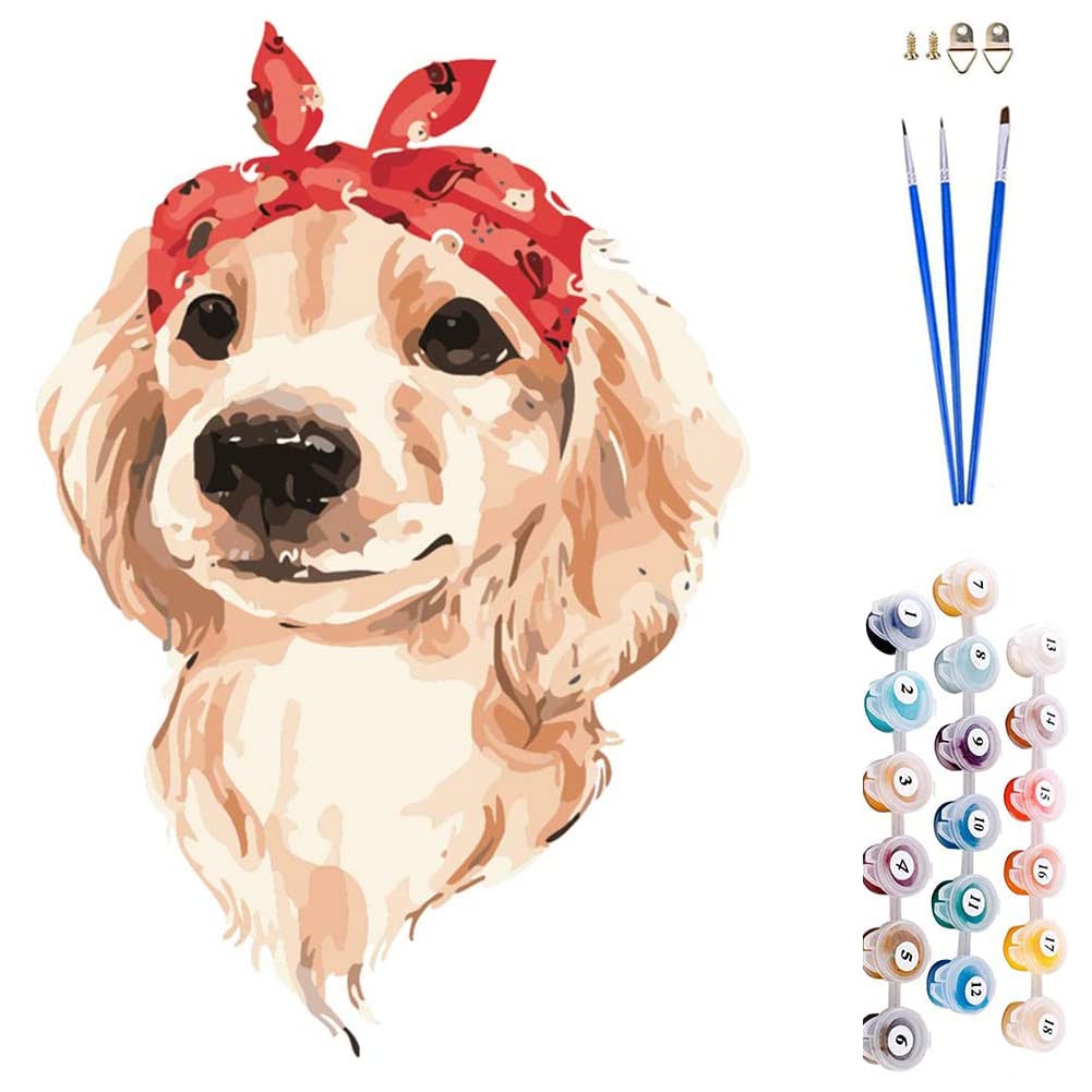 ABEUTY DIY Paint by Numbers for Adults, Dog Animal 16x20 inches Number Painting Art Therapy (No Frame, Dog)