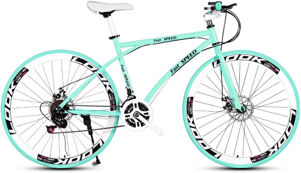 Men's and Women's Road Bicycles, 24-Speed 26-inch Bicycles, Adult-only, High Carbon Steel Frame, Road Bicycle Racing, Wheeled Road Bicycle Dual-disc Brake Bicycles (Green)