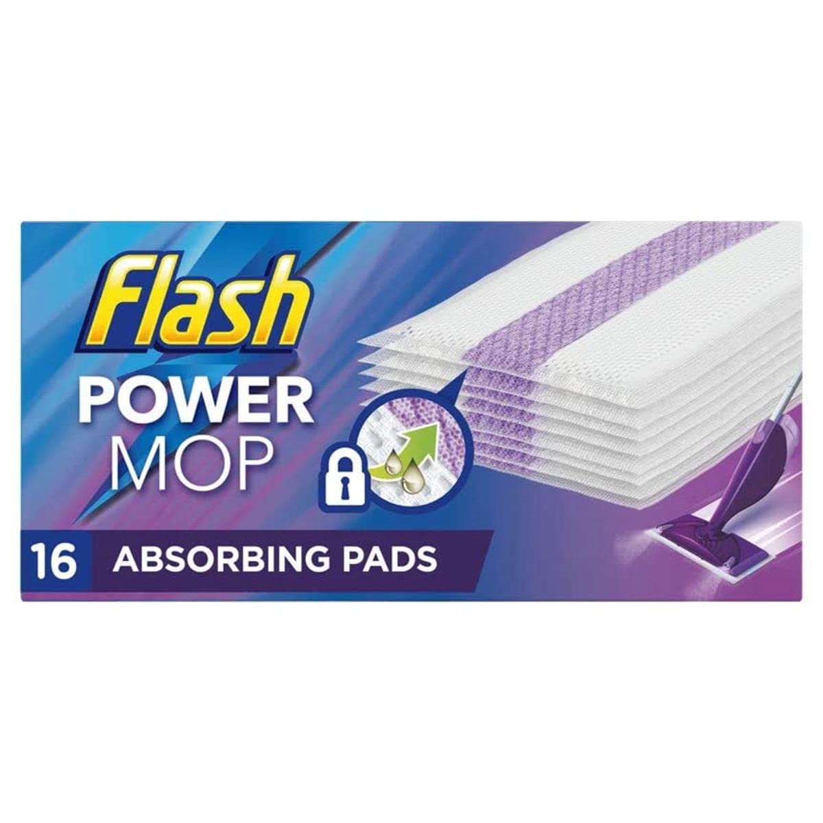 Procter & Gamble Flash Powermop Absorbing Pad Refills, Pack of 16 Multi-Surface Pads