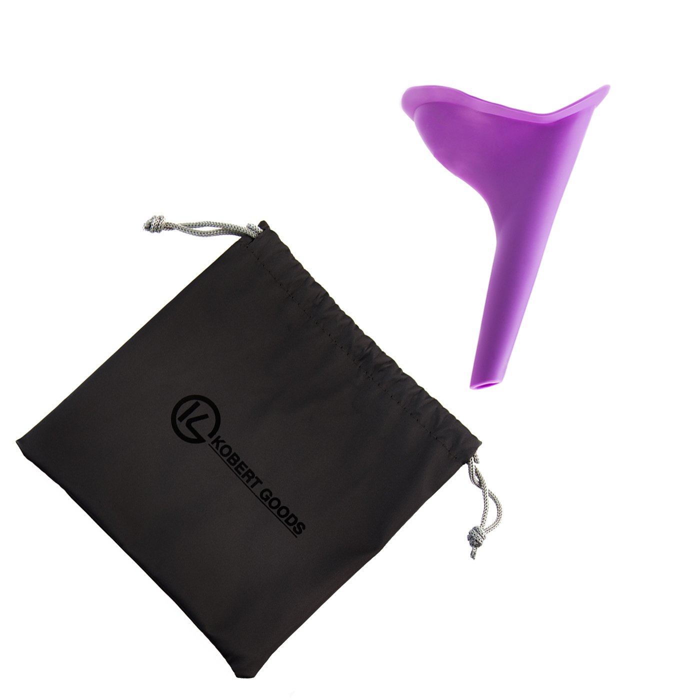 Kobert Goods female urinal device for urinating in a standing/squatting position, with waterproof storage bag, made from flexible silicone, urinal for travel