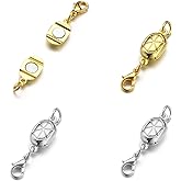 Zpsolution Magnetic Necklace Clasps and Closures - Double Locking Design Prevent Necklace Loss (2 Gold 2 Silver)