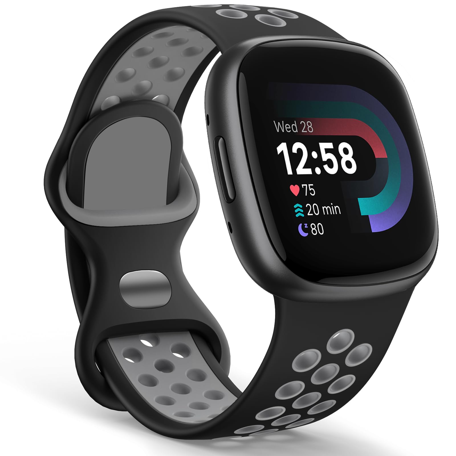 Yoohoo Silicone Bands Compatible with Fitbit Versa 3 Straps/Versa 4 Strap/Sense Strap/Sense 2 Straps for Women Men,Sport Breathable Soft Wristband Replacement for Fitbit Watch,Small