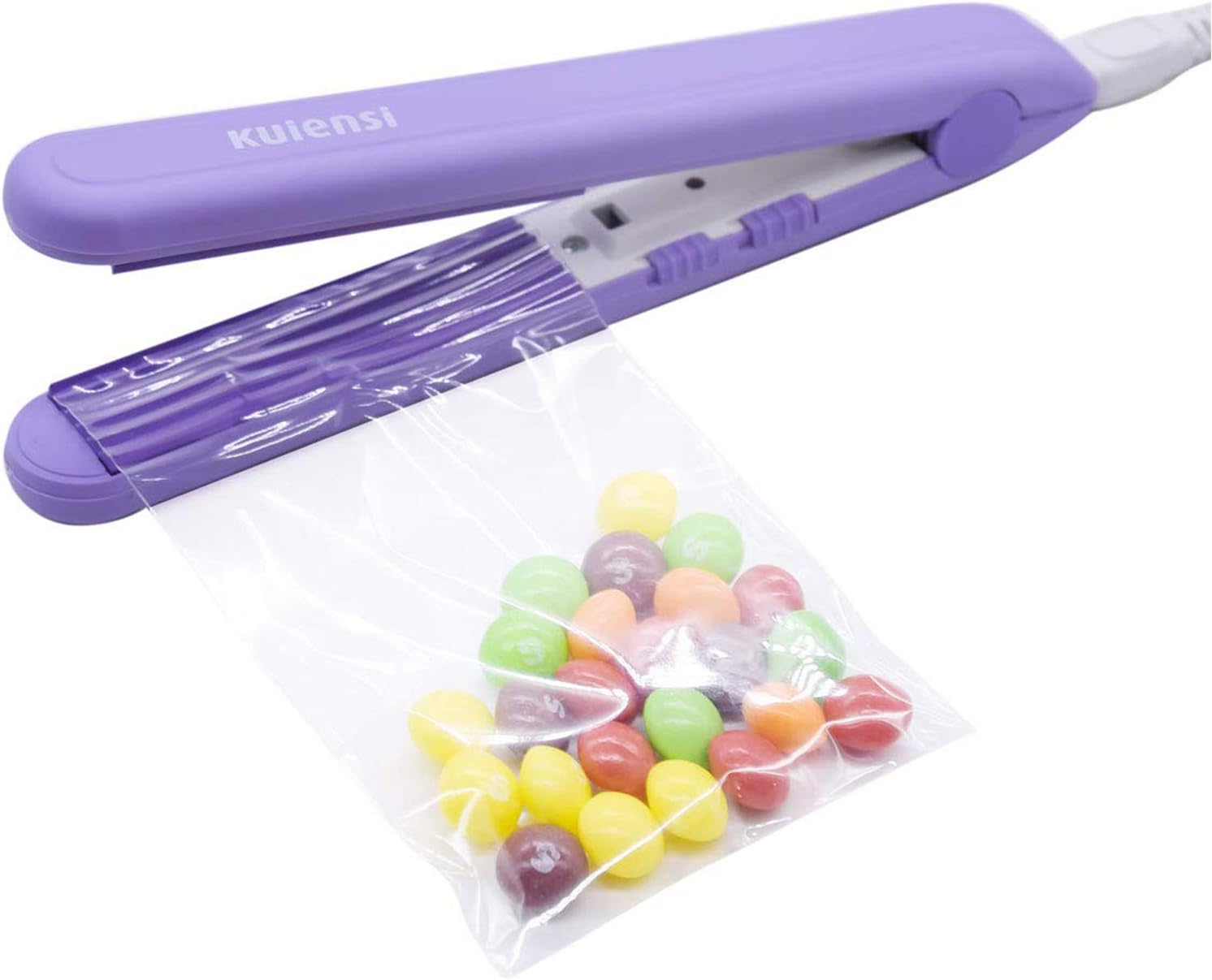 Food Bag Heat Sealer Handheld, Portable Mini Sealing Machine for Bag Food Storage, Double Smart Switches on the Side with 47 inch Separate Type Power Cable (Purple)