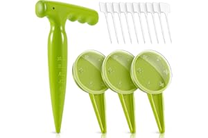 Gostur 14pcs Seed Dispenser Planter Tool Set - Adjustable Garden Seeder Sower with 5 Dial Settings, Plant Dibber with Measurements, T-Type Plastic Plant Labels Tags Markers - Durable, Handheld