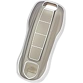 TANGSEN Smart Key Fob Case Cover Compatible with Porsche 911 Cayenne Panamera TAYCAN 3 4 Button Keyless Entry Remote TPU Transparency Frosted Key Shell