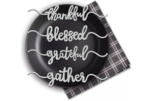 Thanksgiving Plate Cards, Table Decorations Grateful Thankful Blessed Gather Place Cards for Home Party Fall Themed Decoratio
