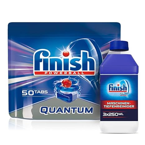 Finish Spülmaschinen-Vorteilspack, Quantum Spülmaschinentabs XXL (50 Tabs) + 3x Maschinenpfleger (3 x 250ml)