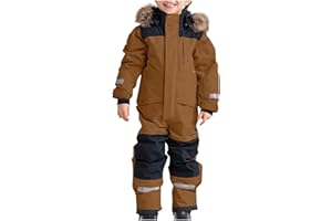 fartey Toddler Snow Suit Kids Girls Boys One Piece Snowsuits Winter Outdoor Ski Snowboard Bibs Waterproof Windproof Overalls