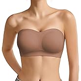 Megida Strapless Bra for Women Bandeau Bras Wireless Seamless Padded Tube Bra Non-Slip Silicone Invisible Bralette