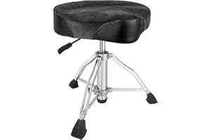 AKLOT Saddle Drum Throne, Hydraulic Drum Throne, Heavy Duty Drum Seat, Height Adjustable Suede Drum Chair, Motorcycle Style Drum Stool for Adults Drummers Grey
