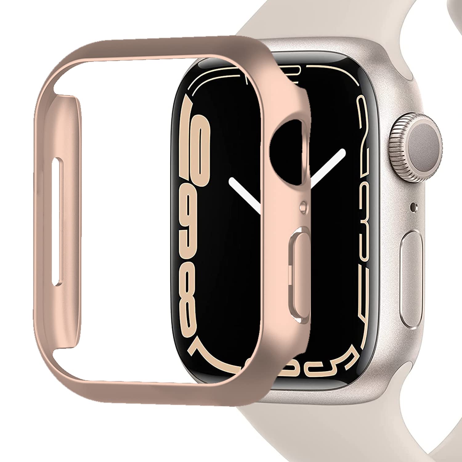 Miimall Case Compatible with Apple Watch Series 8 Series 7 41mm/45mm, Hard PC Frame Protective Cover Ultra-Light Ultra-Thin All-Around Bumper Protective Shell for Apple Watch 45mm-Pink