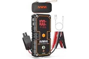 IVWVI Upgraded Car Battery Jump Starter, 2000A Peak Portable Jump Starter with Dual USB Quick Charge and DC Output,12V Pack and Jumper Cables for 7.0L Gasoline and 5.5L Diesel Engines (2000A)