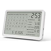 Zovoreminder Digital Calendar, Digital Desk Planner Schedule Reminder Clock with Day and Date, Chargeable 8 Inch Large Display (White, 8 inch)
