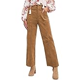 Acelitt Womens Casual Winter Straight Leg Elastic Waist Corduroy Pants with Pockets, S-XXL