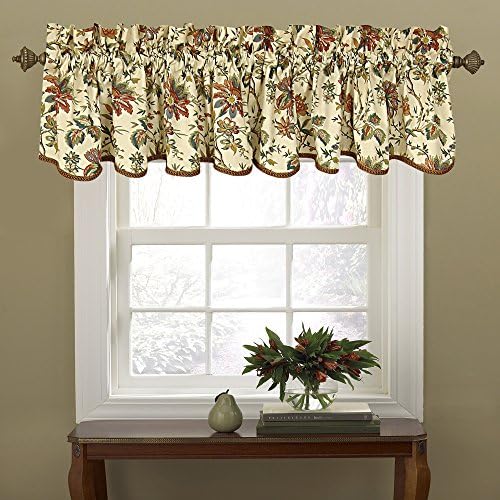 Waverly Valances For Windows Felicite 50" X 15" Short Curtain Valance Small Window Curtains Bathroom Living Room And Kitchens Creme