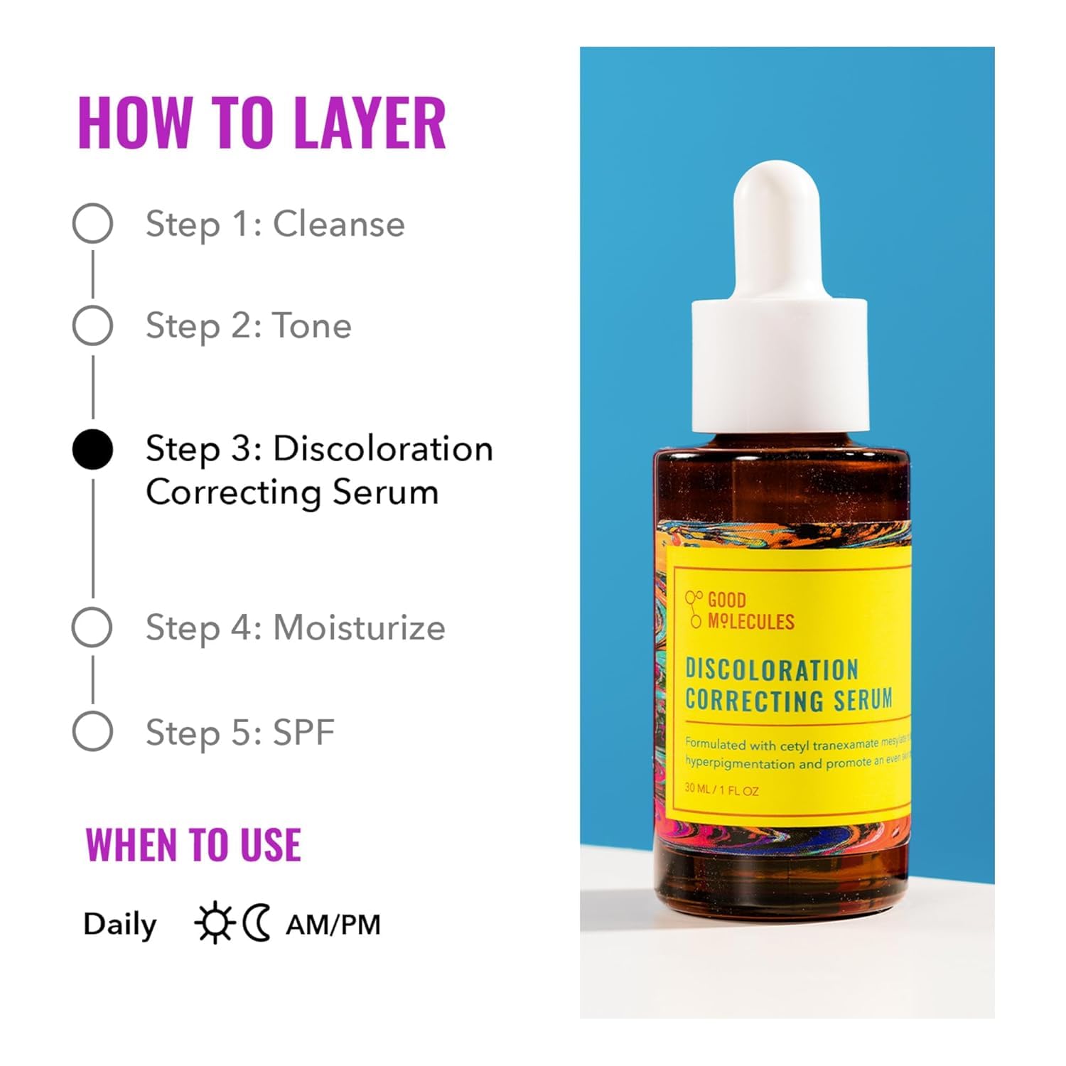 Good Molecules Discoloration Correcting Serum - Tranexamic Acid and Niacinamide Serum to Target Dark Spots and Hyperpigmentation - Skin Care for Face