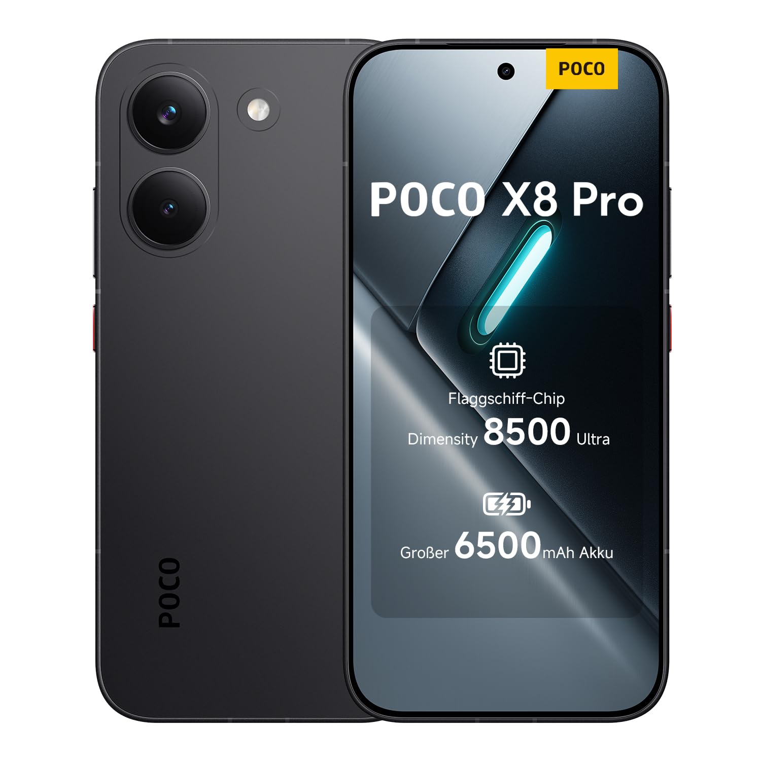 XIAOMI Poco X8 Pro Smartphone 8GB+512GB, Dimensity 8500-Ultra Prozessor, 6500mAh Akku, Ultra-helles AMOLED Display, 50MP Sony IMX882 Hauptkamera mit OIS, Schwarz, 3 Jahre Garantie