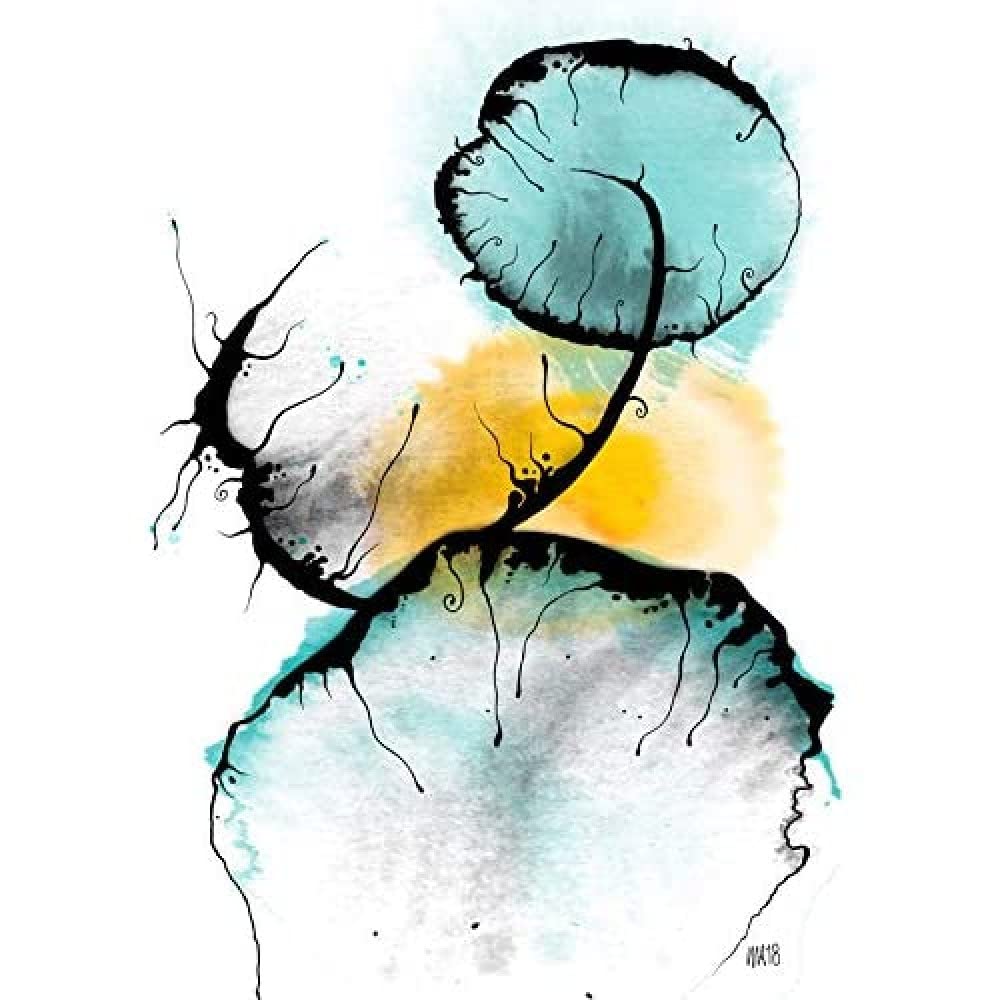 Artery8 Abstract Sunset Horizon Shapes Painting Art Print Canvas Premium Wall Decor Poster Mural