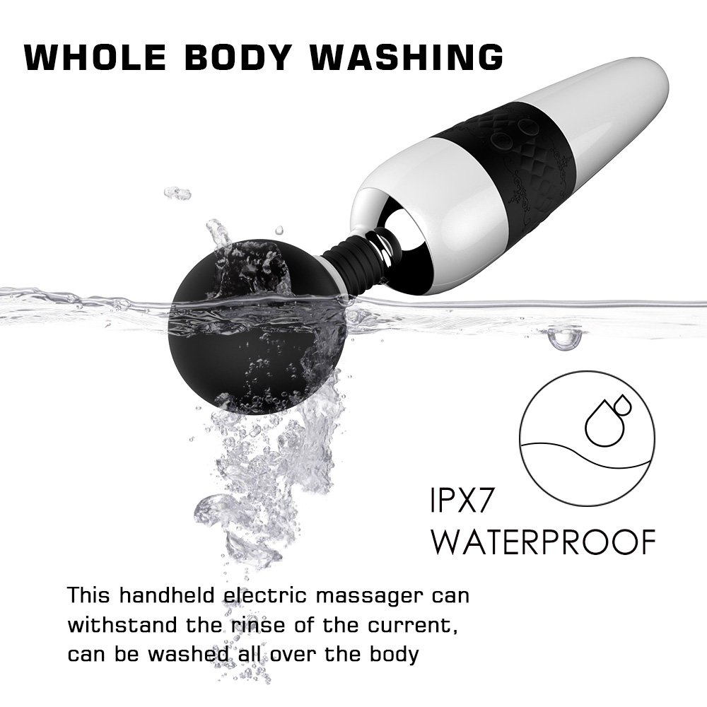 Cordless Magic Therapeutic Wand Massager Handheld - April 14TH 7 Pattern / 4 Speed for Muscle Aches & Sports Recovery, Rechargeable & Waterproof, Travel-Friendly, (Black-Enhanced Version)