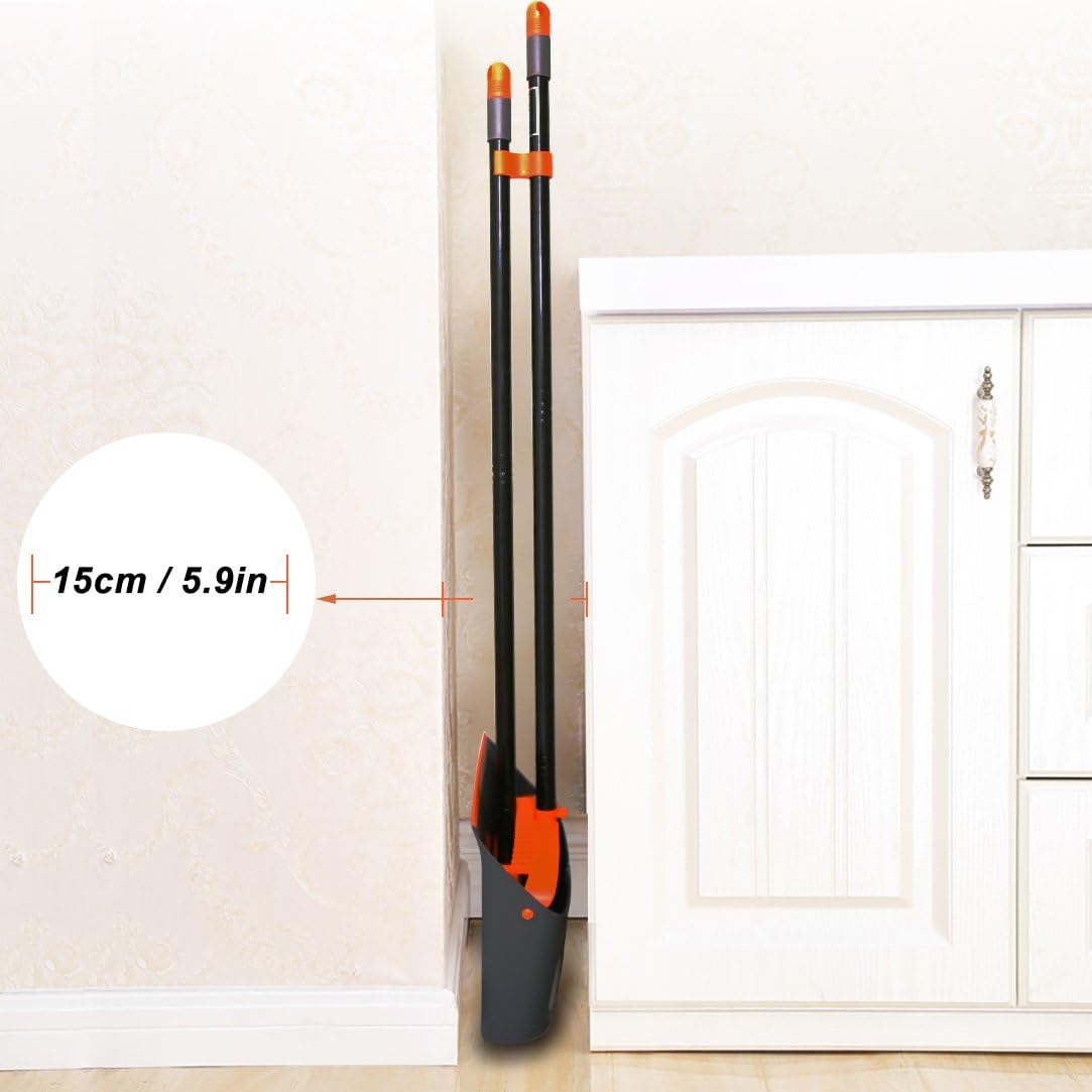 TreeLen Broom and Dustpan/Dustpan with Broom Combo with 52" Long Handle for Home Kitchen Room Office Lobby Floor Use Upright Stand Up Dustpan and Broom Set: Home & Kitchen