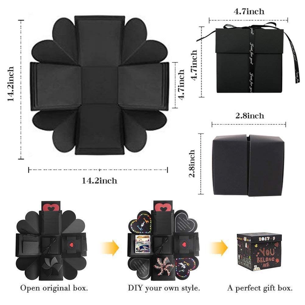 Koogel Explosion Gift Box Set，17inch x 17inch Surprise Box Album Box DIY Surprise Gift Box for Marriage Proposals Making Boyfriend Birthday Valentine\'s Day Mother\'s Day & Wedding