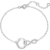 FANCIME Timeless Love Necklace Bracelet For Women 925 Sterling Sliver White Gold Plated Dainty Simulated Diamond Infinity Symbol Fine Jewelry Anniversary Birthday Graduation Mothers Day Gifts for Women Wife Friend Her