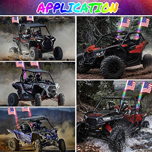 Adust-LED-Whip-Lights-for-UTV-Dune-Buggy-2PCS-4FT-Spiral-RGB-300-Colors-178-Modes-Bluetooth-Remote-Control-Waterproof-IP67-for-Can-Am-ATV-UTV-RZR-Polaris-Dune-Buggy-Offroad-Truck-Accessories