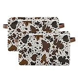 Cowhide Brown Milk Cow Print Storage Basket Animal