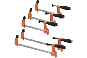 ZOENHOU 6in and 12in Steel F Clamp Set, 5 Pack Bar Clamps with 600lbs Capacity for Woodworking, Metal Projects and DIY Crafts