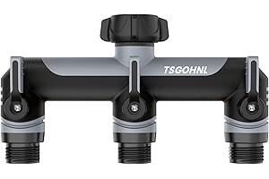 TSGOHNL 3/4-Inch Garden Hose Splitter, Outdoor Faucet Adapter, Patio Hydrant Manifold - Designed for Multiple Irrigation System Sprinkler Timers, 3-Way Hose Bib Valve-Gray