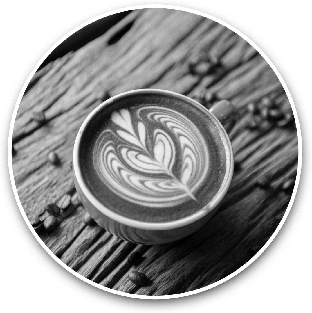 Awesome Vinyl Stickers (Set of 2) 7.5cm (bw) - Latte Coffee Shop Art Barista Cafe Fun Decals for Laptops,Tablets,Luggage,Scrap Booking,Fridges,Cool Gift #35071