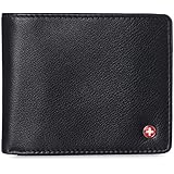 Alpine Swiss RFID Mathias Mens Wallet Deluxe Capacity Passcase Bifold With Divided Bill Section Camden Collection Smooth Finish Brown