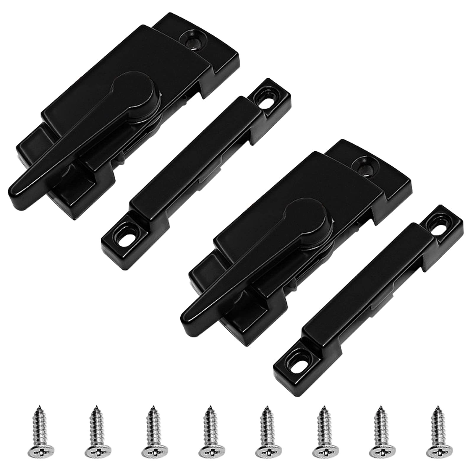 UFURMATE Window Sash Lock, 2Pcs Zinc Alloy Sliding Window Locks Window Door Frame Security Locks Window Crescent Locks for Left and Right Using (Black)