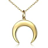DAOCHONG S925 Sterling Silver Crescent Moon Tooth Sailor Pendant Necklace for Women Jewelry